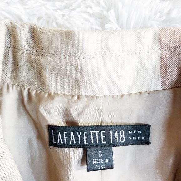 Lafayette 148 Striped Wool Casual Blazer Cream SZ6 - Picture 6 of 7